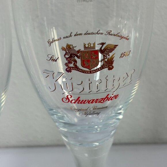 Kostritzer Schwarzbier 0.3L German Beer Glass Stemmed Gold Rim Black Lager - Picture 2 of 8